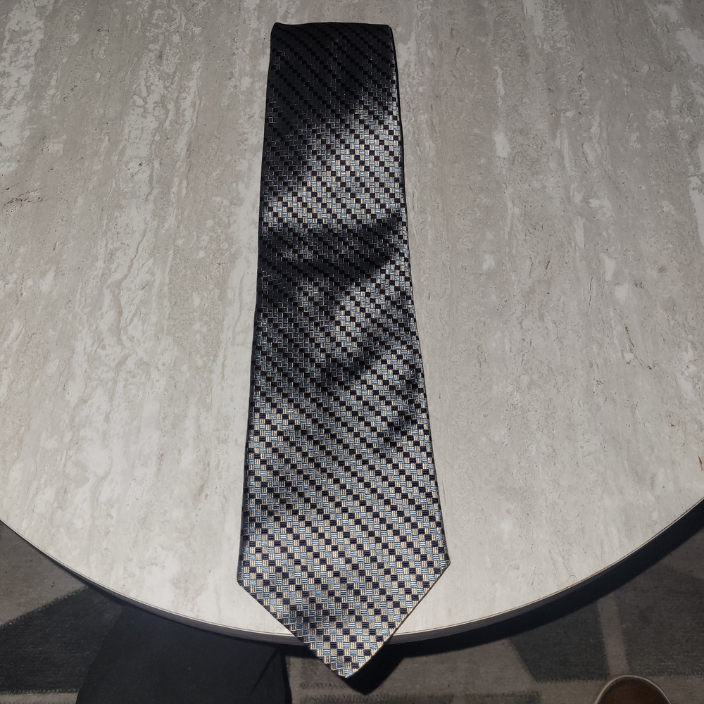 Brooks Brothers Black and Gray Micro-Check Silk Tie - Picture 1 of 5